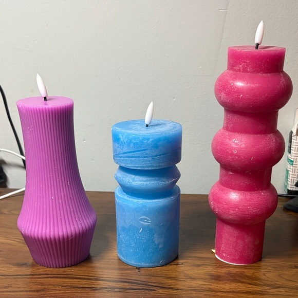 Vibrant Battery Powered Candle Set - Pink, Blue, and Purple - Picture 1 of 1